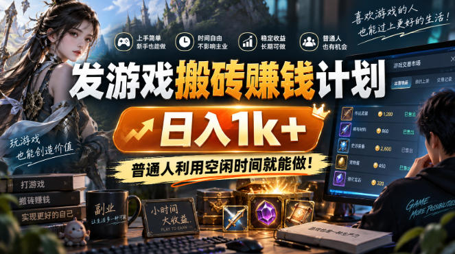 游戏全程自动化打金，日入千元，低成本副业，全程时间零投入！-宝藏屋创业网