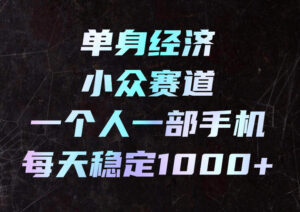 单身经济小众赛道,一个人一部手机,每天稳定1000+,利用下班碎片时间即可【揭秘】-宝藏屋创业网