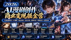 （20906期）【无水印】2026AI漫剧创作与商业变现掘金营：打通选题→AI编剧→角色场景→自动分镜→视频生成→剪辑发布→运营变现-宝藏屋创业网