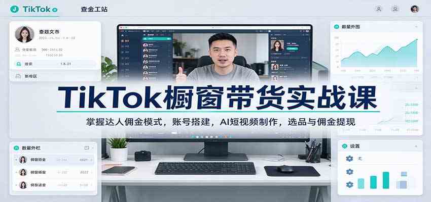TikTok橱窗带货实战课：掌握达人佣金模式，账号搭建，AI短视频制作，选品与佣金提现-宝藏屋创业网