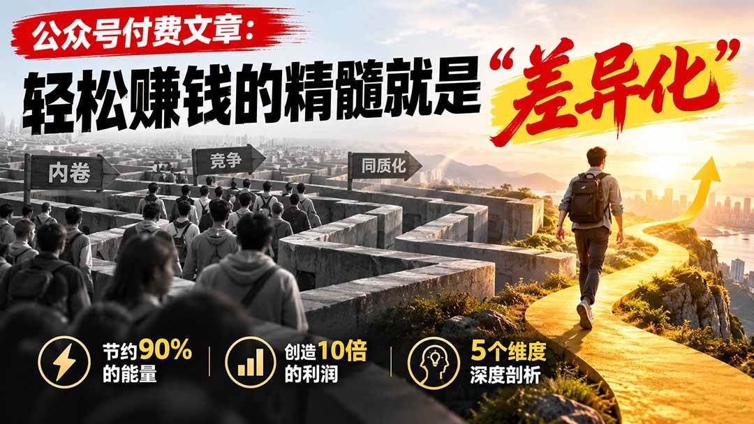 （20779期）公众号付费文章：轻松赚钱的精髓就是“差异化”-宝藏屋创业网