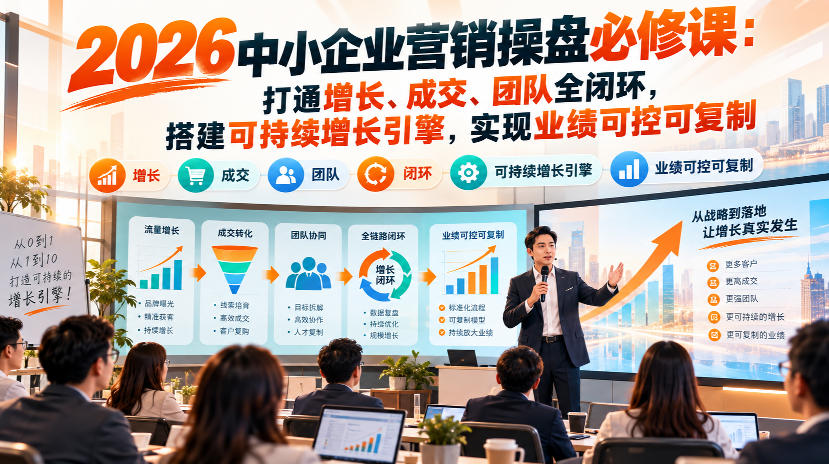 2026中小企业营销操盘必修课:打通增长、成交、团队全闭环,搭建可持续增长引擎,实现业绩可控可复制 2026中小企业营销操盘必修课:打通增长、成交、团队全闭环,搭建可持续增长引擎,实现业绩可控可复制