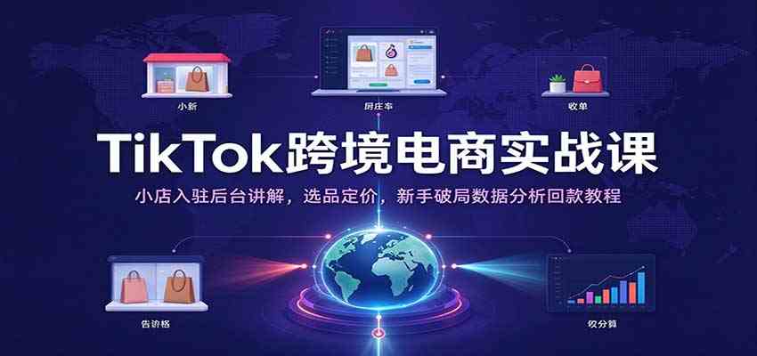 TikTok跨境电商实战课：小店入驻后台讲解，选品定价，新手破局数据分析回款教程-宝藏屋创业网