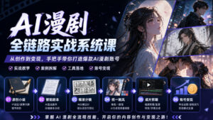 AI漫剧全链路实战系统课|原创小说、智能剧本、精准分镜、统一画风、成片剪辑、账号变现实操教学-宝藏屋创业网