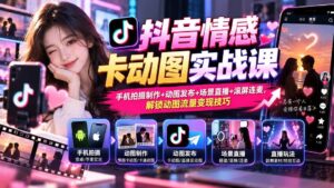 （20815期）抖音情感卡动图实战课：手机拍摄制作+动图发布+场景直播+滚屏连麦，解锁动图流量变现技巧-宝藏屋创业网