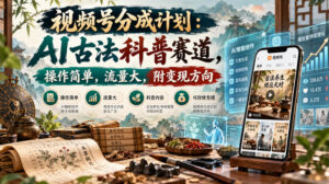 视频号分成计划：AI古法科普赛道，操作简单，流量大，附变现方向-宝藏屋创业网