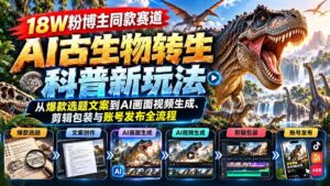 (20833期)18W粉博主同款赛道-AI古生物转生科普新玩法:从爆款选题文案到AI画面视频生成、剪辑包装与账号发布全流程-宝藏屋创业网