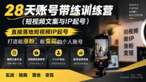 28天账号带练训练营（短视频文案与IP起号），直接落地短视频IP起号，打造能涨粉、能变现的个人账号-宝藏屋创业网