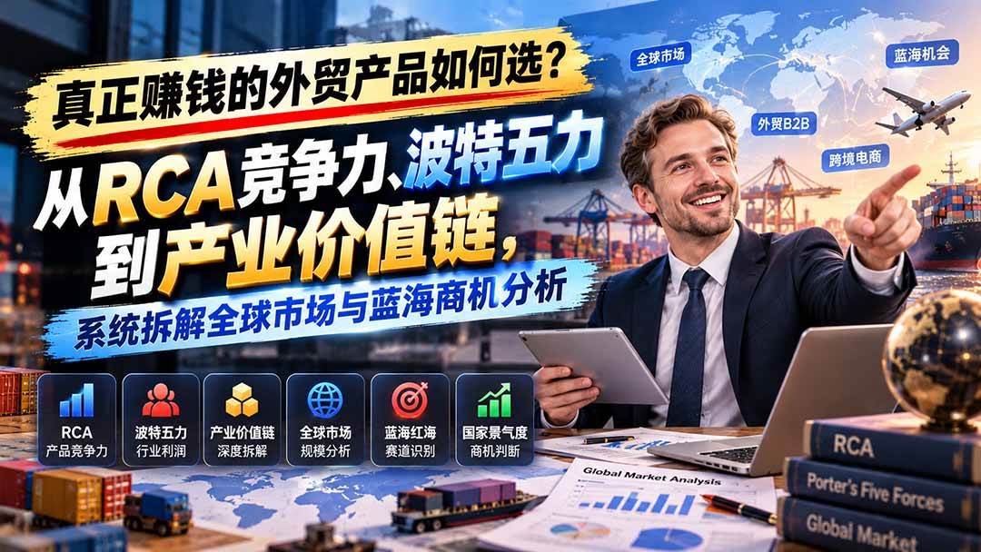 （20932期）真正赚钱的外贸B2B产品如何选？从RCA竞争力、波特五力到产业价值链，系统拆解全球市场与蓝海商机分析-宝藏屋创业网