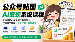 公众号贴图AI变现系统课程|教你借助AI快速制作贴图图文,打造爆文实现公众号广告、赞赏收益-宝藏屋创业网