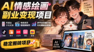AI情感绘画副业变现项目|零基础手机实操,情感搞笑短视频制作,多平台流量分成轻松賺副业收益-宝藏屋创业网