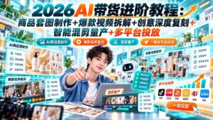 （20857期）2026AI带货进阶教程：商品套图制作+爆款视频拆解+创意深度复刻+智能混剪量产+多平台投放-宝藏屋创业网