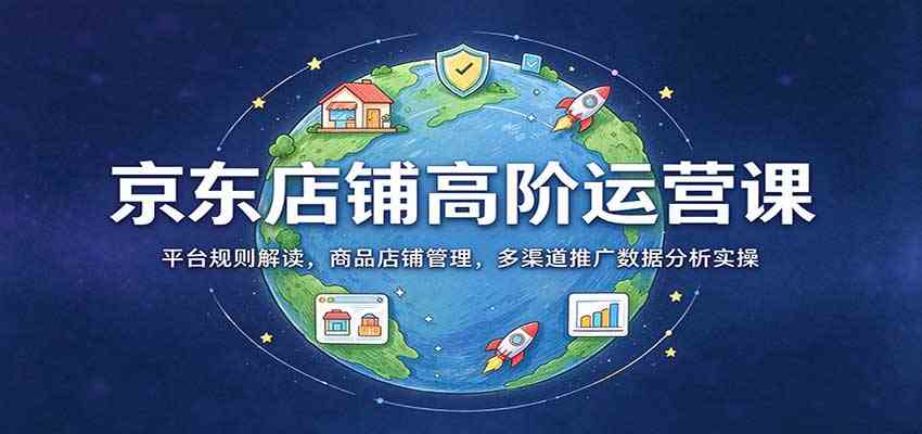 京东店铺高阶运营课：平台规则解读，商品店铺管理，多渠道推广数据分析实操-宝藏屋创业网