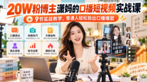20W粉博主潇妈的口播短视频实战课,9节实战教学,普通人轻松拍出口播爆款-宝藏屋创业网