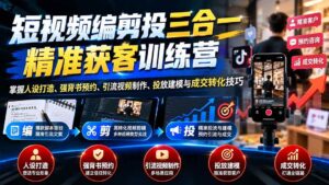(20910期)短视频编剪投三合一精准获客训练营:掌握人设打造、强背书预约、引流视频制作、投放建模与成交转化技巧-宝藏屋创业网