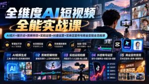(20768期)【无水印】全维度AI短视频全能实战课:AI成片+提示词+剪映特效+实拍运镜+抖音运营+实体店宣传与商业变现全流程课-宝藏屋创业网
