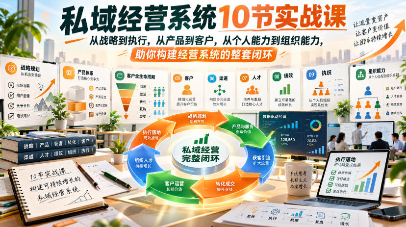 私域经营系统10节实战课，从战略到执行，从产品到客户，从个人能力到组织能力，助你构建经营系统的整套闭环（完整）-宝藏屋创业网