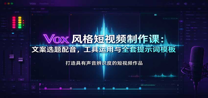 Vox风格短视频制作课：文案选题配音，工具运用与全套提示词模板-宝藏屋创业网