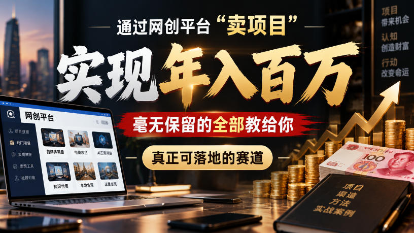 通过网创平台“卖项目”实现年入100w，毫无保留的全部教给你，真正可落地的赛道【揭秘】-宝藏屋创业网