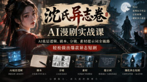 沈氏异志卷AI漫剧实战课|AI底层逻辑、剧本、分镜、素材提示词全链路,轻松做出爆款异志短剧-宝藏屋创业网