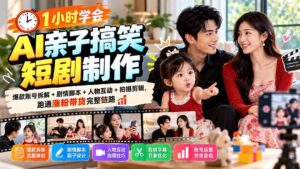 (20807期)1小时学会AI亲子搞笑短剧制作:爆款账号拆解+剧情脚本+人物互动+拍摄剪辑,跑通涨粉带货完整链路-宝藏屋创业网
