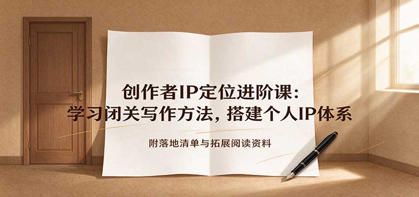 创作者IP定位进阶课：学习闭关写作方法，搭建个人IP体系，附落地清单与拓展阅读资料-宝藏屋创业网