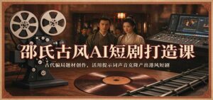 邵氏古风AI短剧打造课:古代骗局题材创作,活用提示词声音克隆产出港风短剧-宝藏屋创业网