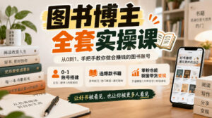 图书博主全套实操课,0‑1账号搭建,选爆款书籍,零粉也能橱窗带货变现-宝藏屋创业网