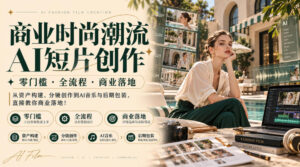商业时尚潮流AI短片创作|零门槛・全流程・商业落地,从资产构建、分镜创作到AI音乐与后期包装,直接教你商业落地!-宝藏屋创业网