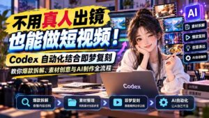 (20988期)不用真人出镜也能做短视频!Codex自动化结合即梦复刻,教你爆款拆解、素材创意与AI制作全流程-宝藏屋创业网