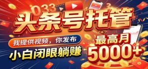 今日头条 AI 托管躺赚计划，你出账号我运营，月入5K+-宝藏屋创业网