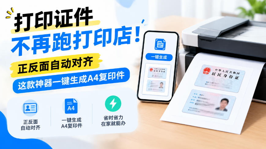 打印证件不再跑打印店！正反面自动对齐，这款神器一键生成A4复印件-宝藏屋创业网