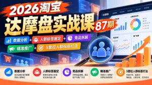 (20830期)2026淘宝达摩盘实战课87期:数据分析+人群标签圈定+竞品拆解+精准推广+5套拉人群标签打法-宝藏屋创业网