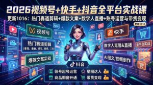 (20997期)视频号+快手+抖音三大平台的全栈剪辑+数字人直播实战课-3月更新:快速实现短视频变现-宝藏屋创业网