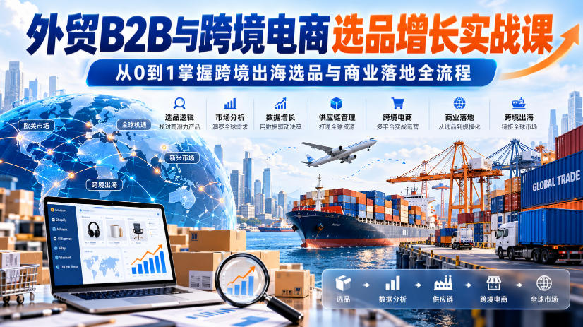 外贸B2B与跨境电商选品增长实战课，从0到1掌握跨境出海选品与商业落地全流程-宝藏屋创业网