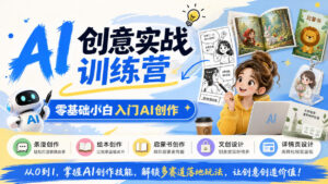 AI创意实战训练营，零基础小白入门AI创作，解锁条漫、绘本、启蒙书、文创、详情页多赛道落地玩法-宝藏屋创业网
