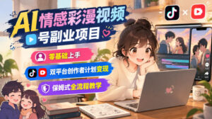 AI情感彩漫视频号副业项目,零基础上手,双平台创作者计划变现,保姆式全流程教学-宝藏屋创业网