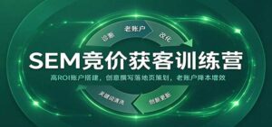 SEM竞价获客训练营:高ROI账户搭建,创意撰写落地页策划,老账户降本增效-宝藏屋创业网