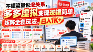 不懂流量也没关系，多多虚拟变现逻辑简单，矩阵全套玩法，日入1K+【揭秘】-宝藏屋创业网
