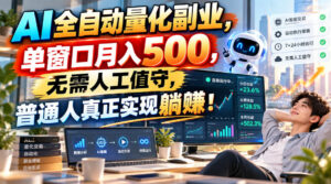 AI全自动量化副业,单窗口月入500,无需人工值守,普通人真正实现躺賺!【揭秘】-宝藏屋创业网