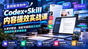 (20915期)【无水印】告别低效创作!Codex+Skill内容提效实战课:从素材整理、智能写稿到图文制作、视频剪辑及数据复盘-宝藏屋创业网