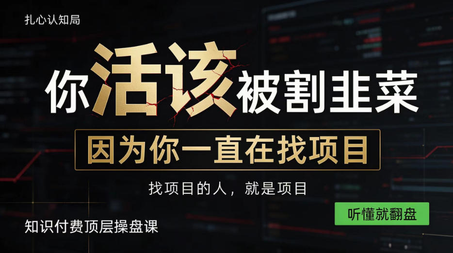 做项目不如卖项目，做知识付费自己当老板，知识付费顶层操盘课，听懂就翻盘【揭秘】-宝藏屋创业网