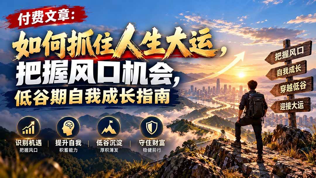 （20942期）付费文章：如何抓住人生大运，把握风口机会，低谷期自我成长指南-宝藏屋创业网