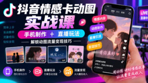 抖音情感卡动图实战课|手机制作+直播玩法,解锁动图流量变现技巧-宝藏屋创业网