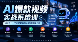 AI爆款视频实战系统课｜赛道定位、爆款选题、AI成片、流量运营、数据复盘、多维变现全链路教学-宝藏屋创业网