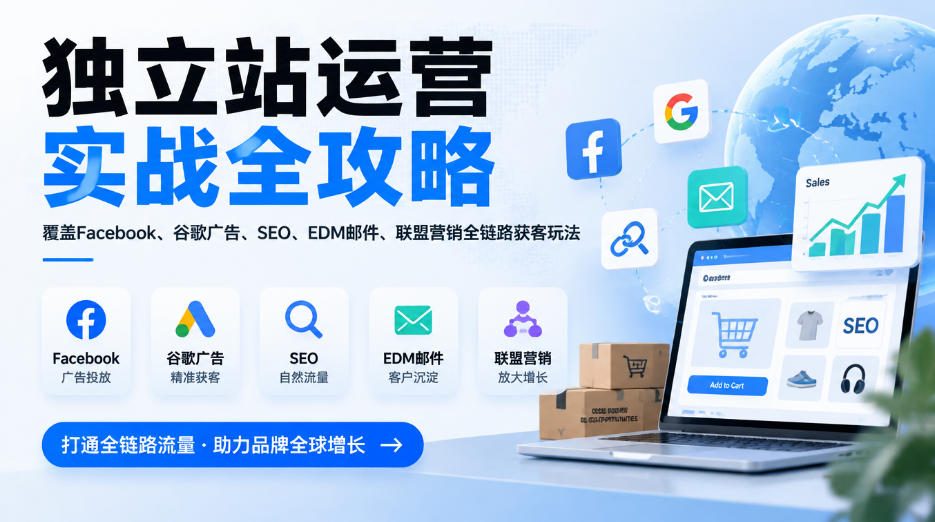 独立站运营实战全攻略,覆盖Facebook、谷歌广告、SEO、EDM邮件、联盟营销全链路获客玩法(更新2026) 独立站运营实战全攻略,覆盖Facebook、谷歌广告、SEO、EDM邮件、联盟营销全链路获客玩法(更新2026)