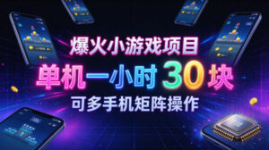 爆火小游戏撸金项目，实测单机一小时30+，可多手机矩阵操作，新手看完一遍就能上手【揭秘】-宝藏屋创业网