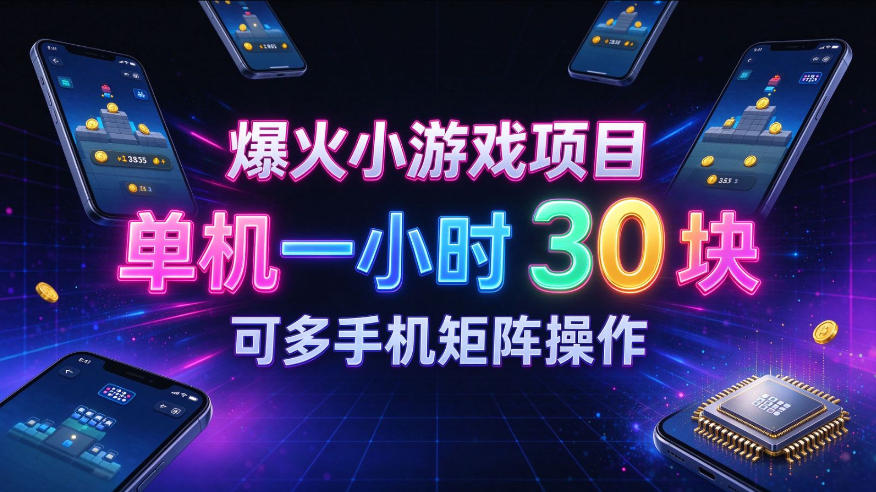 爆火小游戏撸金项目，实测单机一小时30+，可多手机矩阵操作，新手看完一遍就能上手【揭秘】-宝藏屋创业网