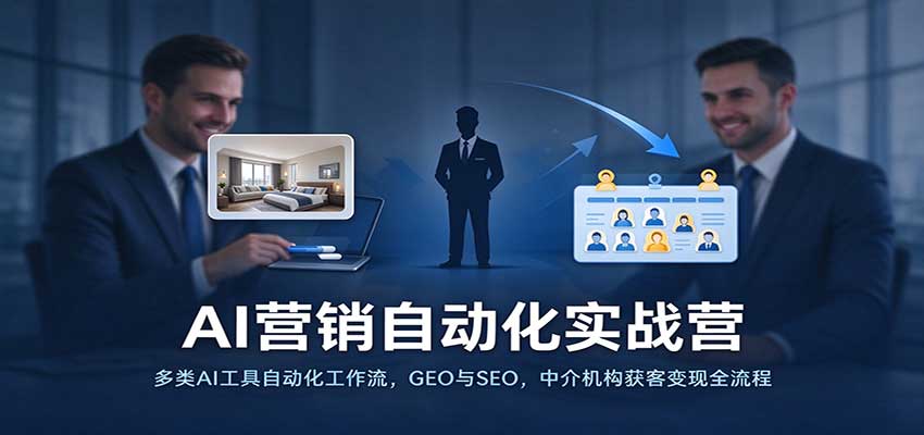 AI营销自动化实战营:多类AI工具自动化工作流,GEO与SEO,中介机构获客变现全流程 AI营销自动化实战营:多类AI工具自动化工作流,GEO与SEO,中介机构获客变现全流程