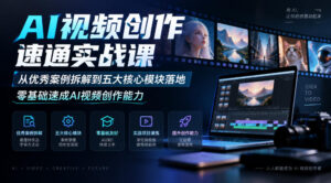 AI视频创作速通实战课|从优秀案例拆解到五大核心模块落地,零基础速成AI视频创作能力-宝藏屋创业网